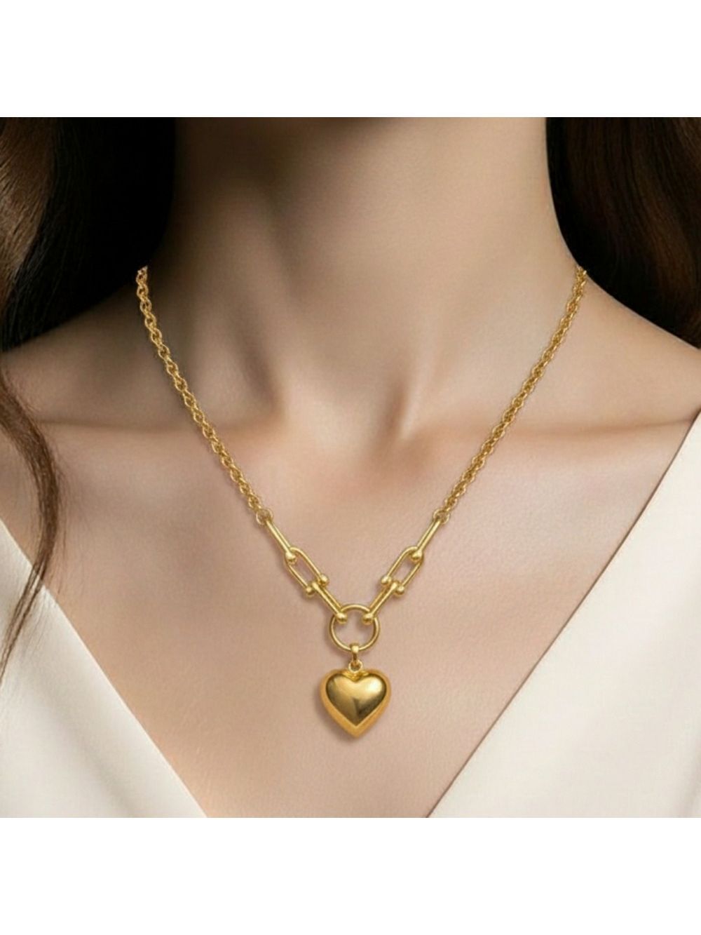 Elegant Stainless Steel 18k Gold Plated Horse Shoe Necklace Chain